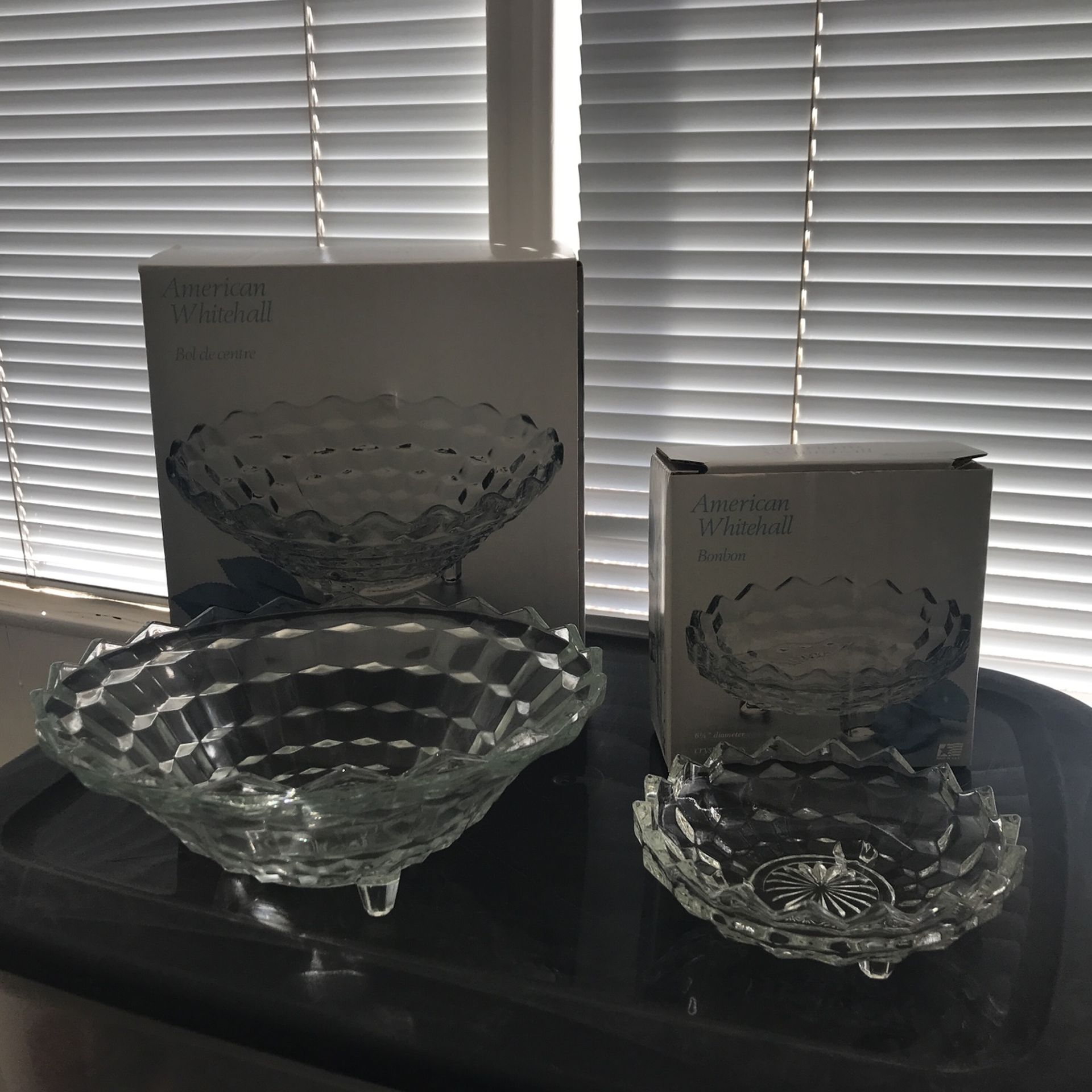 American Whitehall Indiana Glass, Center Bowl,10” Diameter, Bonbon Bowl 61/4” Diameter