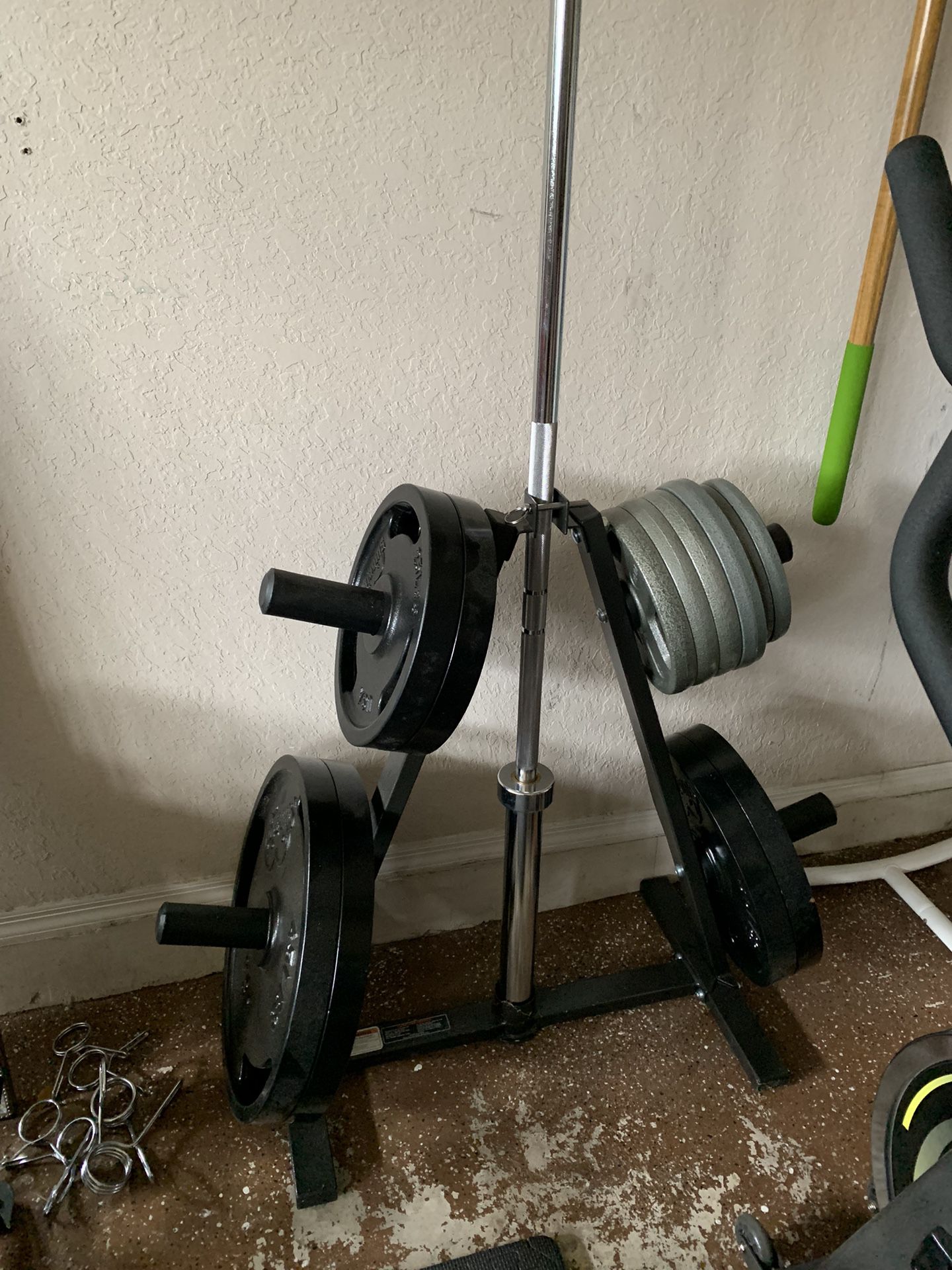 Barbell Straight Bar, Weights, And Weight Tree