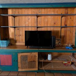 HUGE Entertainment Hutch - 3-Piece Custom Made Solid Wood