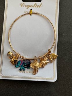 New Gold Elephant Charm Bangle Bracelet