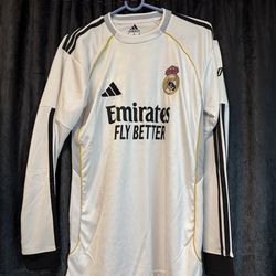 Adidas Real Madrid Long Sleeve Jersey Men’s US M White Emirates Soccer Shirt