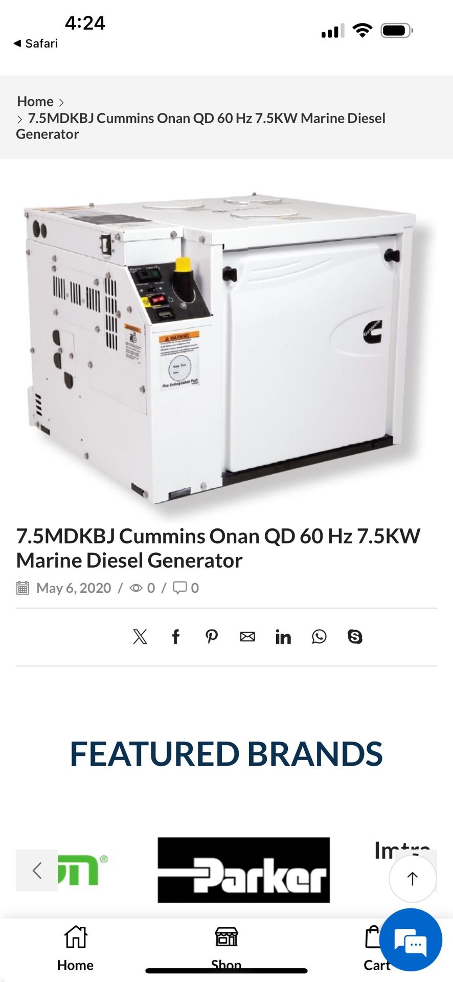 7.5MDKBJ Cummins Onan QD 60 Hz 7.5KW Marine Diesel Generator