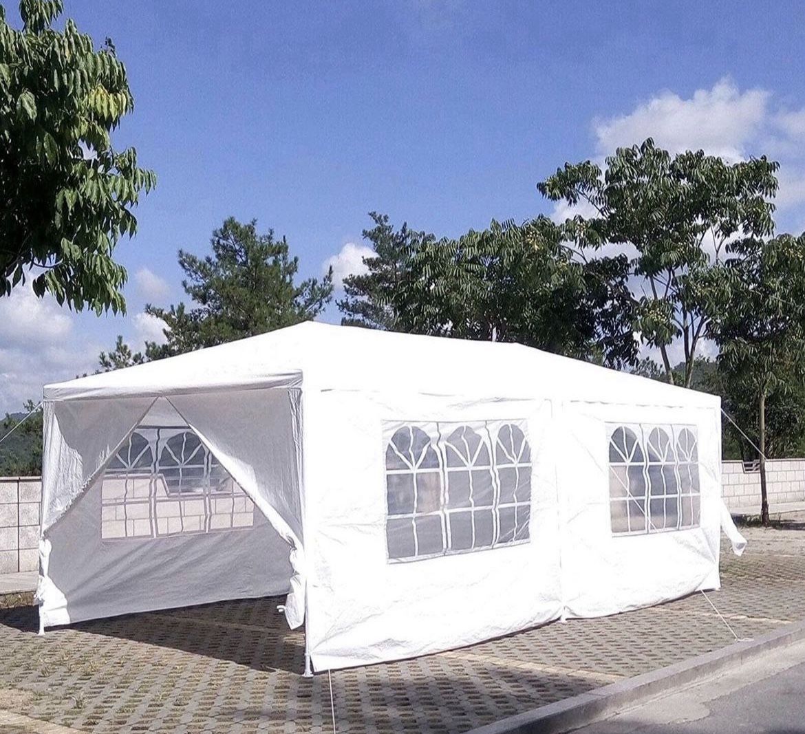 10 X 20 White Party Tent Gazebo Canopy w/ 6 Removable Sidewalls