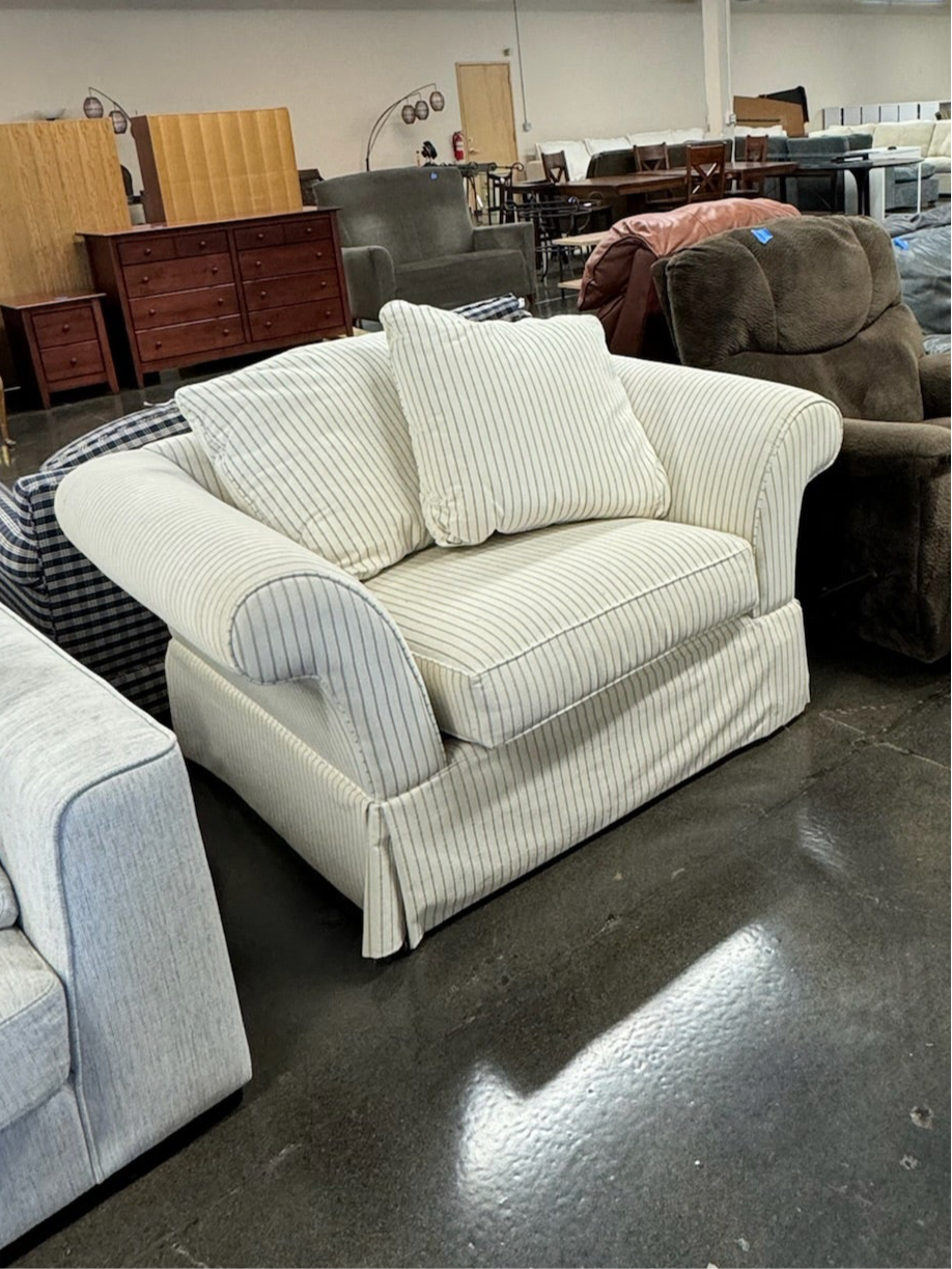 Bauhaus Large Armchair with Pinstripe White Cover