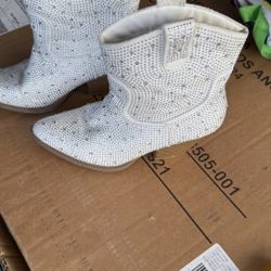 White Rhinestone Boots Woman 