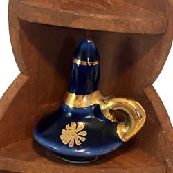 Limoges France Miniature Dollhouse Cobalt Blue Genie lamp Lantern or Vase
