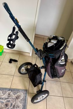 Bag Boy Express GX Golf Push Cart with Bag and Clubs