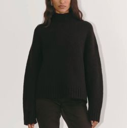 Everlane Cloud Oversized turtleneck black alpaca merino wool sweater, size S