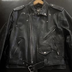 First Genuine Leather VTG Motorcycle Jacket Design Indian Chief M/L