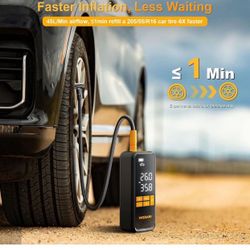 5X Faster 160 PSI Portable Tire Inflator for Car with Carrying Case, MODARI Tire Inflator Portable Air Compressor, Built-in Magnetic Storage, Auto Shu