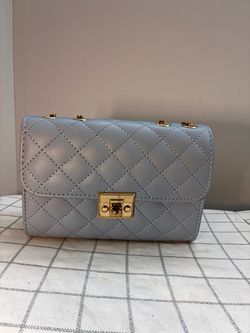 Gray Quilted Mini Crossbody Bag