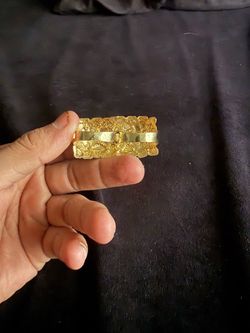 Gold Tone Nugget two finger ring