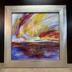 30% off SALE Abstract Oil painting of “Afternoon Sail” Signed &Framed 