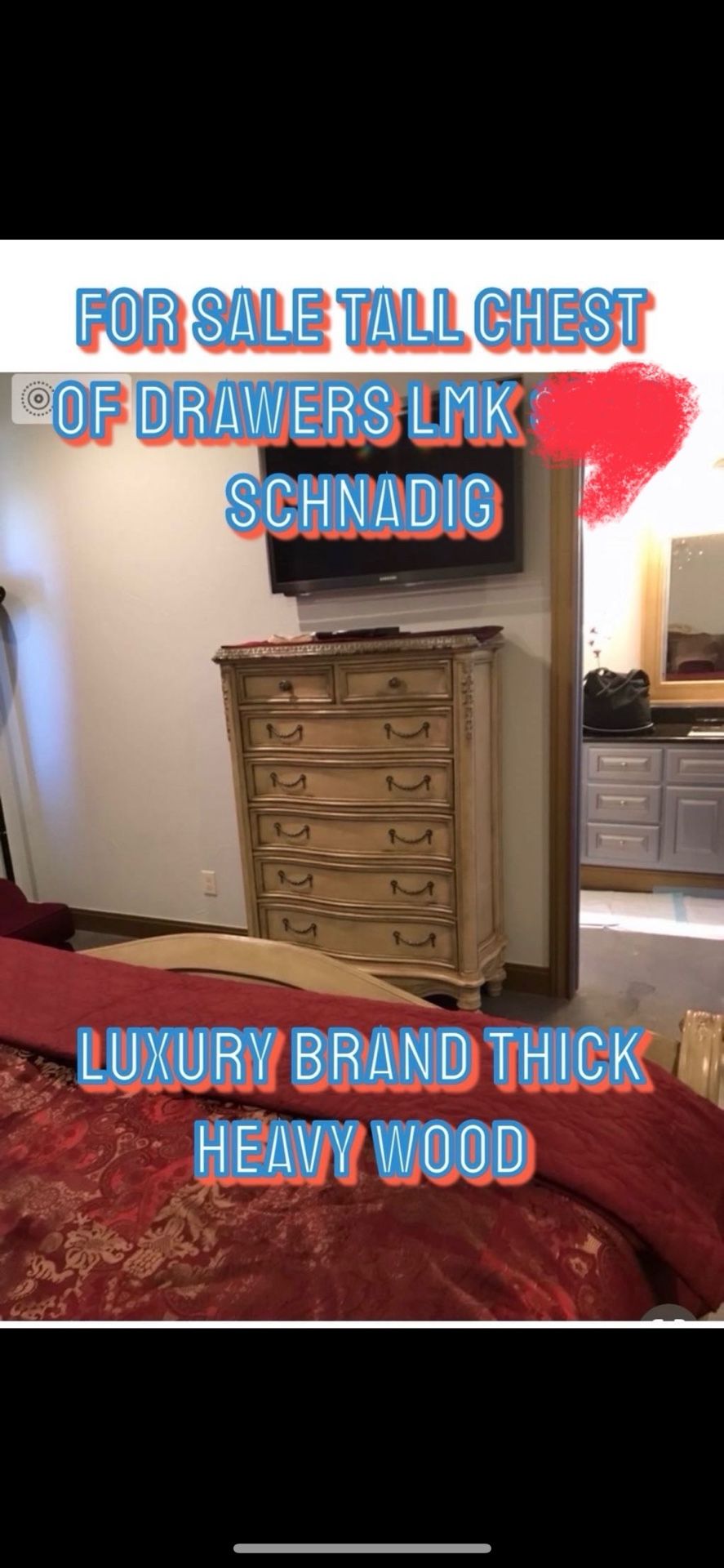 Schnadig Empire II Beige Vintage Tall Chest of drawers $400