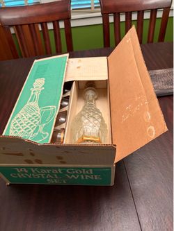 Vintage 14K Gold and Crystal Cronzini Wine Set