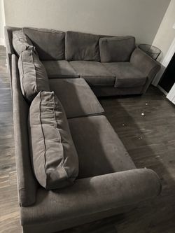Gray Fabric L-Shaped Sectional Sofa