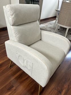 Andeworld Modern Accent Chair with Arm, Single Living Room Chairs Upholstered Reading Bedroom Office Decorative (off-white) New please check picture
