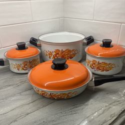 Vintage Enamelware Cookware Set