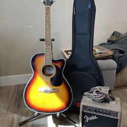 Mitchell Electric Acoustic Guitar And Fender Amp