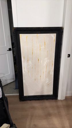 Large Abstract Canvas Painting in Black Frame