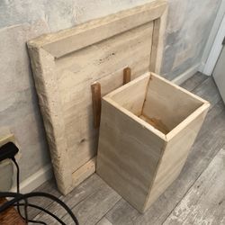 Italian Natural Square Travertine Side Table 