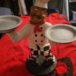 Pizza Chef Holding Pizza Pans - Vintage 