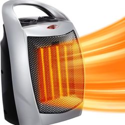 Space Heater,1500W/750W ETL Certified Ceramic Small Heater with Thermostat,Electric Portable Heater Fan for Home Dorm Office Desktop and kitchen,SILVE