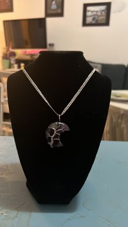 cadena de plata y dije de cuarzo