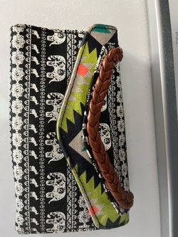 Elephant Print Fabric Clutch Wallet