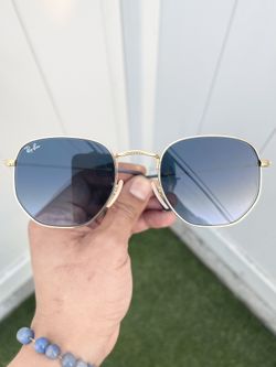 New With Tags Ray Ban Hexagon RB3548-N Gold Blue Size 51/21