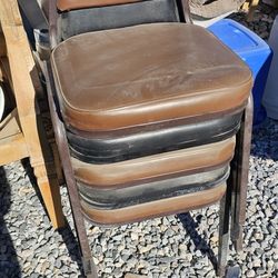 Leather metal chairs 3 brown good 2 black 1 black leather damage 