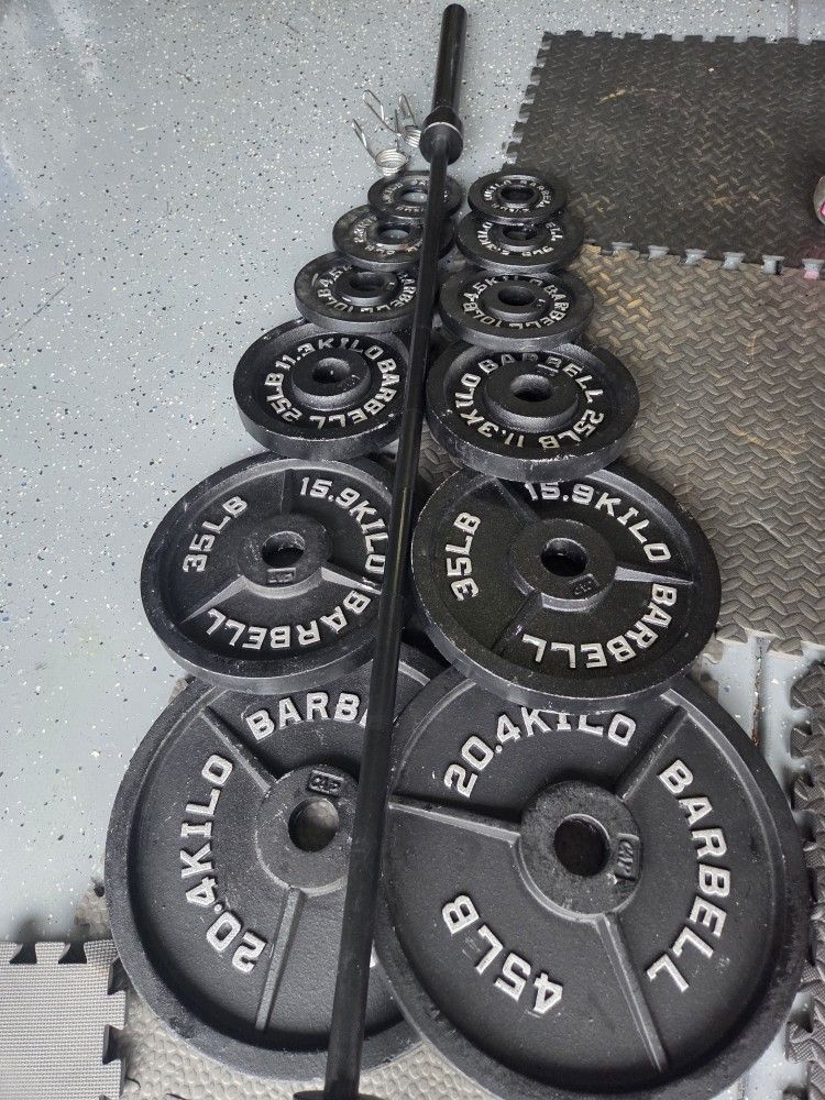 Olympic Size Weight Plates Weightlift Excercise Workout Bench Press Curl 2inch Hole Cap Weight Plates Bar