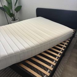 Dark Grey Bed Frame With Mattress 