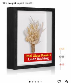 8x10 Shadow Box Picture Frame with Real Glass Panel and Linen Back