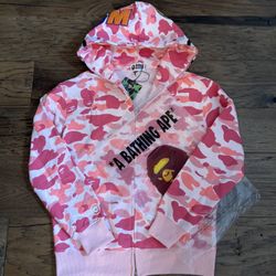 Pink Bape Hoodie Large New
