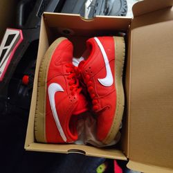 Nike SB Dunk Low Top Red White Gum Rubber Sole Skateboarding Sneaker