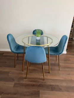 Round Gold Glass Table