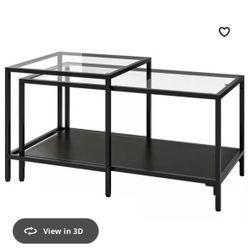 MODERN Ikea Glass Nested Coffee Table - Black & Dark Brown