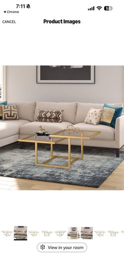 43" Wide Square Coffee Table in Brass