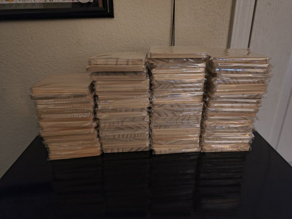 79 Unfinished Wooden Coasters + Polyurethane Sealer – DIY Craft Bundle