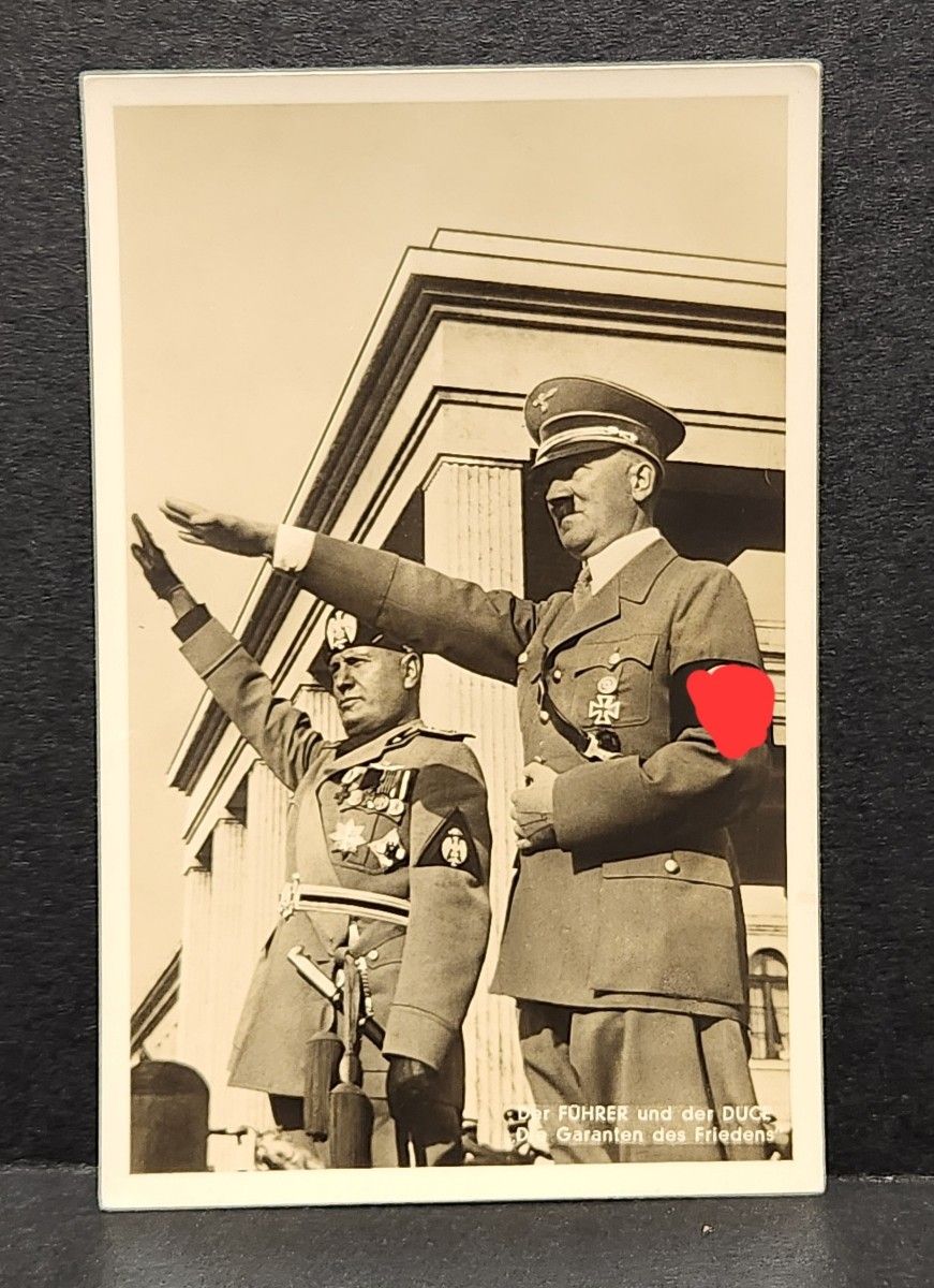 Vintage RPPC Adolf Hitler and Mussolini Postcard