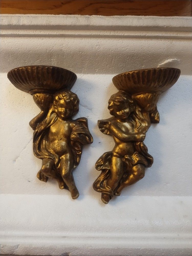 Vintage Pair Of Angel Wall Hangings