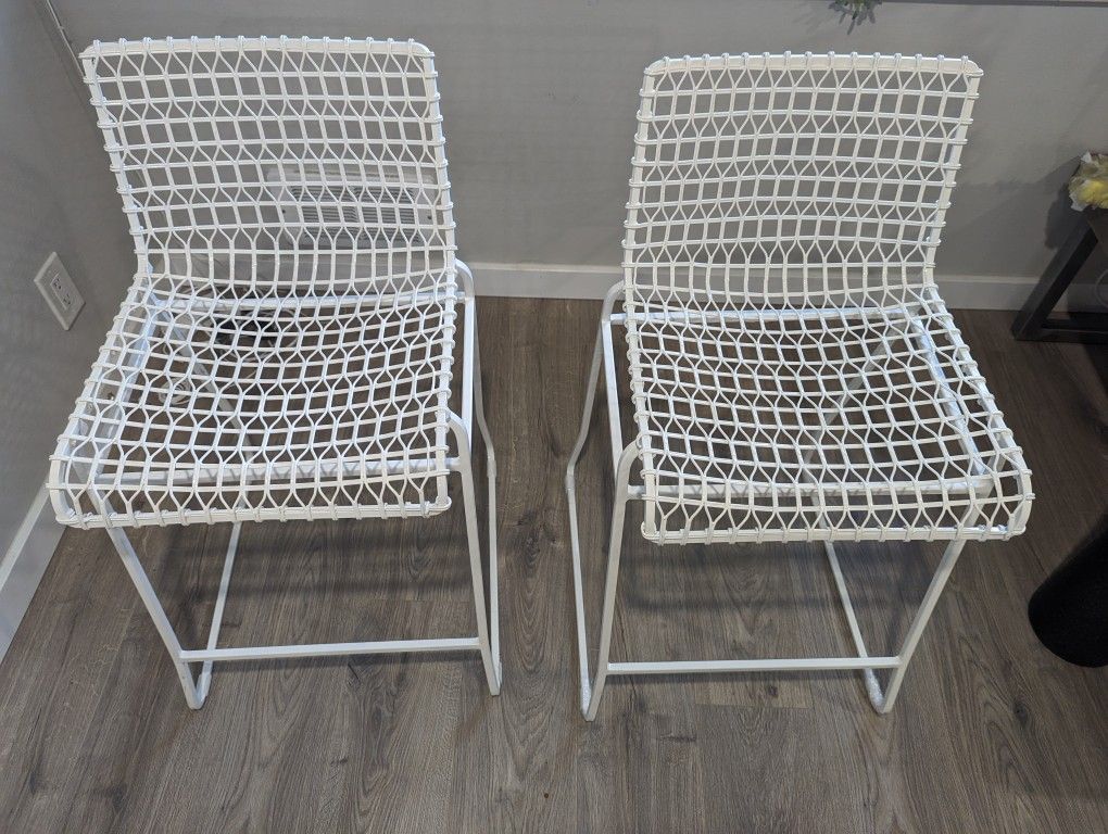 Crate And Barrel White Tig Metal Bar Stool