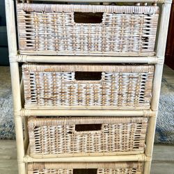 Wicker Rattan 4 Drawer Stand 