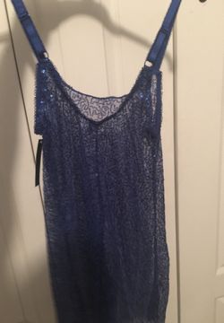 New w/ Tags Women's Blue Sheer Rhinestone mini dress Size Small