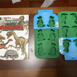 ***JUST REDUCED*** 2 Celebrate It Dinosaur Silicone Molds & Discover Learning Dinosaur Book
