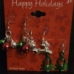 Brand New Holiday Earrings Set Nickel-Free  Christmas Jewelry
