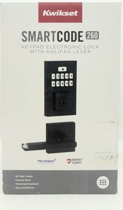 Kwikset 260 matte black deadbolt with Halifax lever