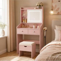 vanity desk with sliding mirror