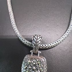 John Hardy Sterling Silver Classic Chain diamond Pave Necklace